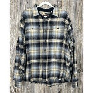 Orvis Men’s XL Heavyweight Cotton Flannel Shirt Black Pockets Outdoor Gorpcore